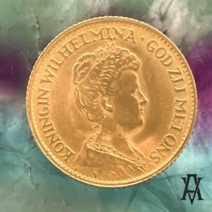 1912 Netherlands 10 Gulden Wilhelmina Gold Coin - 1