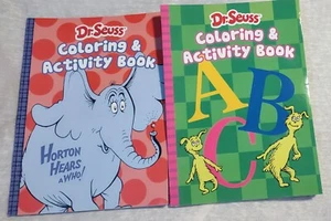 Lot of 2 Dr Suess Coloring Books ABC's Horton Hears a Who 2020 New - Imagen 1 de 2