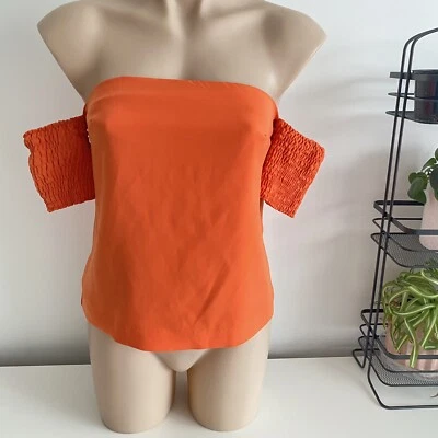 Kookai Womens Crop Top Size 34 Au 6 Orange Party Cocktail Casual Stretchy - image 1 of 4