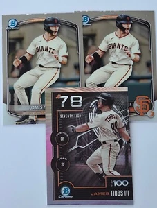 James Tibbs III 2025 Bowman 3 card lot: 2 Chrome & 1 Top 100 Giants - Picture 1 of 1