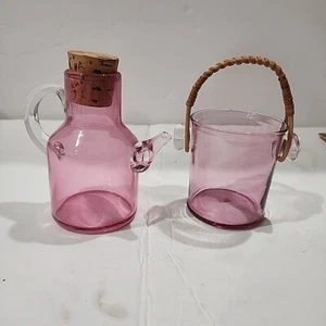 1970s Pilgrim Glass Kitchen Chemistry Vinaigrette and Bucket Bowl, Purple/Pink - Picture 1 of 14