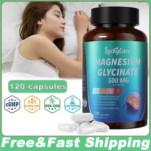 Magnesium Glycinate 500mg - 120 Capsules For Sleep, Stress Relief Support Bone - Picture 1 of 7
