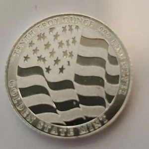 1/10 Troy Ounce Silver Round .999 GSM Eagle obverse American Flag reverse nice - Picture 1 of 2