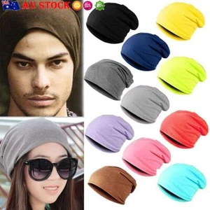 Cotton Blended Women Men Beanie Cap Solid Color Slouch Cap Unisex - Picture 1 of 13