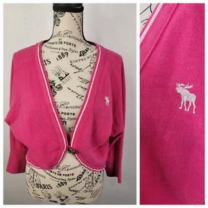 Abercrombie And Fitch One Button Cardigan Small Long Sleeve Logo Pink VTG 90's - Picture 1 of 12