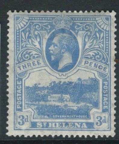 ST HELENA 1922 SG91 3d bright blue watermark Script mounted mint. Catalogue £25 Cover