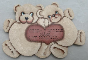 Wood Sign Plaque Wall Hanger Friends & Chocolate Make Life Bearable Teddy Bear - Picture 1 of 12