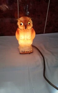 Alter Porzellan Rauchverzehrer Eule auf Buch  innen Glühlampe alter Stecker - Bild 1 von 5