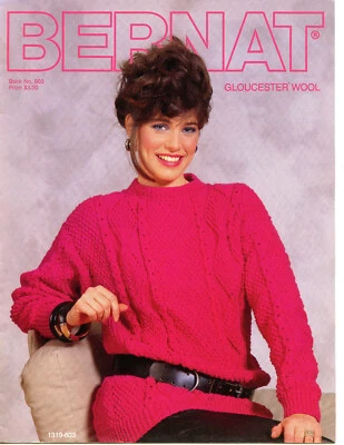Gloucester Wool Bernat Knitting Pattern Book #603 - 4 Unisex Sweaters 32"-50" - Image 1 of 2