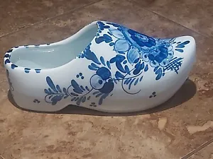  VTG Delft Blauw Dutch Shoe Hand Painted Blue White Holland Ceramic 7 Inch - Picture 1 of 10