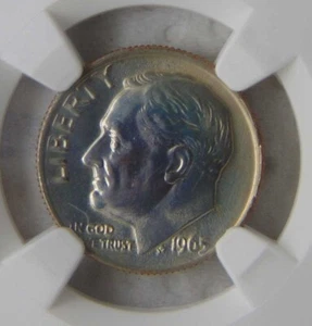 1965 Roosevelt Dime 10 Cents ~ NGC MS67 FT, WOW SWEET COIN, MONSTER TONING! - Picture 1 of 9