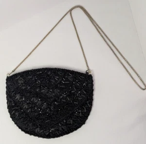 Borsa da sera La Regale anni 50 8" nera con perline pochette vintage ballo/festa - Foto 1 di 15