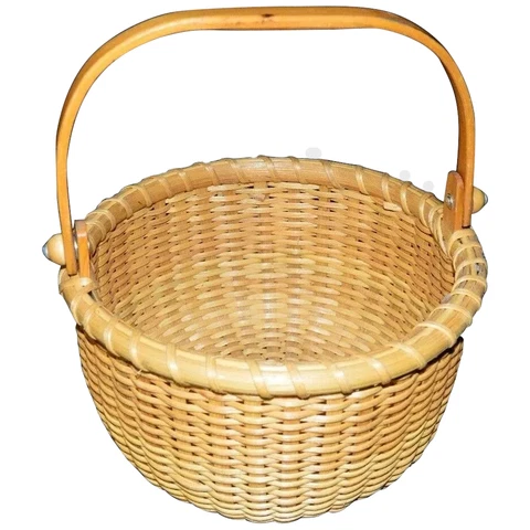 Vintage R.L. Webber Nantucket Handled Basket 7.5" Diameter Cover