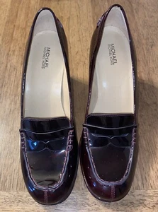 Michael Kors Buchanan Deep Red  Patent Leather Mid Loafer Size 8.5 - Picture 1 of 8