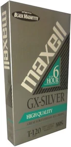 Maxell T-120 GX-Silver High Quality VHS Videocassette 6 Hour Extend Mode Blank - Picture 1 of 4