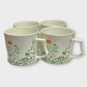 4 Vintage Mikasa Bone China Wildflowers Floral Coffee Mugs Cottage Core - Picture 1 of 11