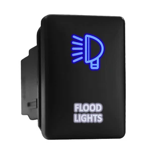 FLOOD LIGHTS Blue/White Backlit Short Push Button 1.28"x 0.87" (Fit: Toyota) - Picture 1 of 6