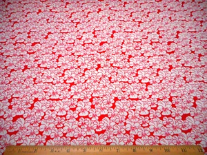Floral Fabric By The Yard CLEARANCE White Flowers on Red Quilting Cotton #C - Picture 1 of 2