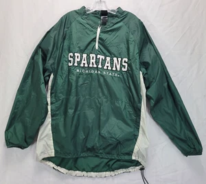Michigan State Spartans Jacket Men's XL Nylon Windbreaker Logo Green 1/4 zip - Picture 1 of 11