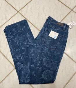 Brax Jeans Damen Größe 18 Kurzgröße Hose Blau Blumenprint Damenjeans Damenhose - Bild 1 von 4