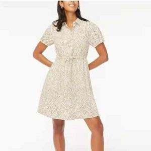 J.Crew Short Sleeve Collared Mini Dress Size 2 NWT Warm Brandy Animal Print - Picture 1 of 3