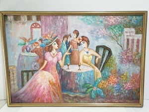 K. Barnes Original Acrylic Painting on Canvas - Pretty Women in Leisure Time - Picture 1 of 10