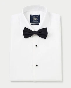 Savile Row Company Men's Classic Fit White Marcella Bib Front Formal Dress Shirt - Picture 1 of 5