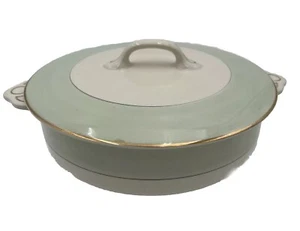 Vintage Johnson Bros Pareek Covered Serving Dish 7.5 in Mint Green, Ivory, Gold - Picture 1 of 13