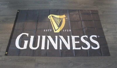 Guinness Beer Banner Flag Black Harp Logo Bar Irish Pub Man Cave XZ - Image 1 of 4