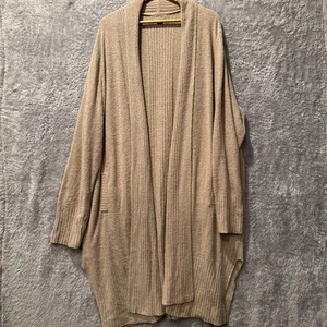 Cardigan lungo Barefoot Dreams CozyChic Lite taglie forti 3X Petite Tan - Foto 1 di 8