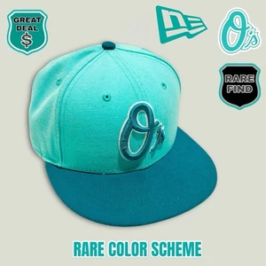 RARA Gorra de Béisbol New Era 59Fifty Balt Orioles Ajustada Azul Teal y Aqua Gorra 7 1/8 - Imagen 1 de 10