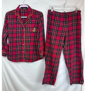 Conjunto de pijama rojo a cuadros Lauren Ralph Lauren para mujer - mediano - Imagen 1 de 12