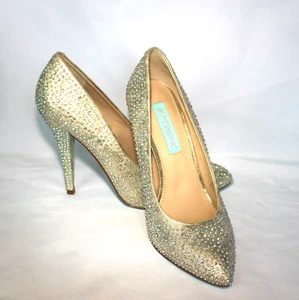 LAST ONE Betsey Johnson 7.5 Rhinestone Sparkle Champ Fab high heel shoes pumps - Picture 1 of 12
