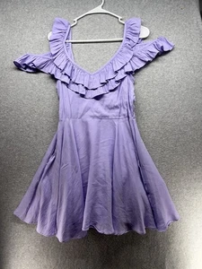 Do + Be Womens Dress Size M Purple Sundress Pockets Polyester/Cotton Ruffle - Picture 1 of 10