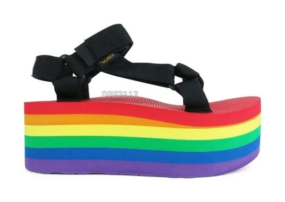 Teva Flatform Universal Rainbow Pride Platform Sandals Womens Size 7 -NIB- - Image 1 of 4