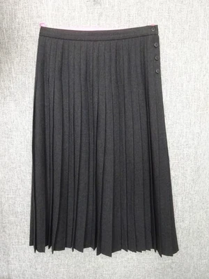 UK 14  Vintage JAEGER Skirt In Dark Grey 100% Wool Pleated In VGC - Image 1 of 4