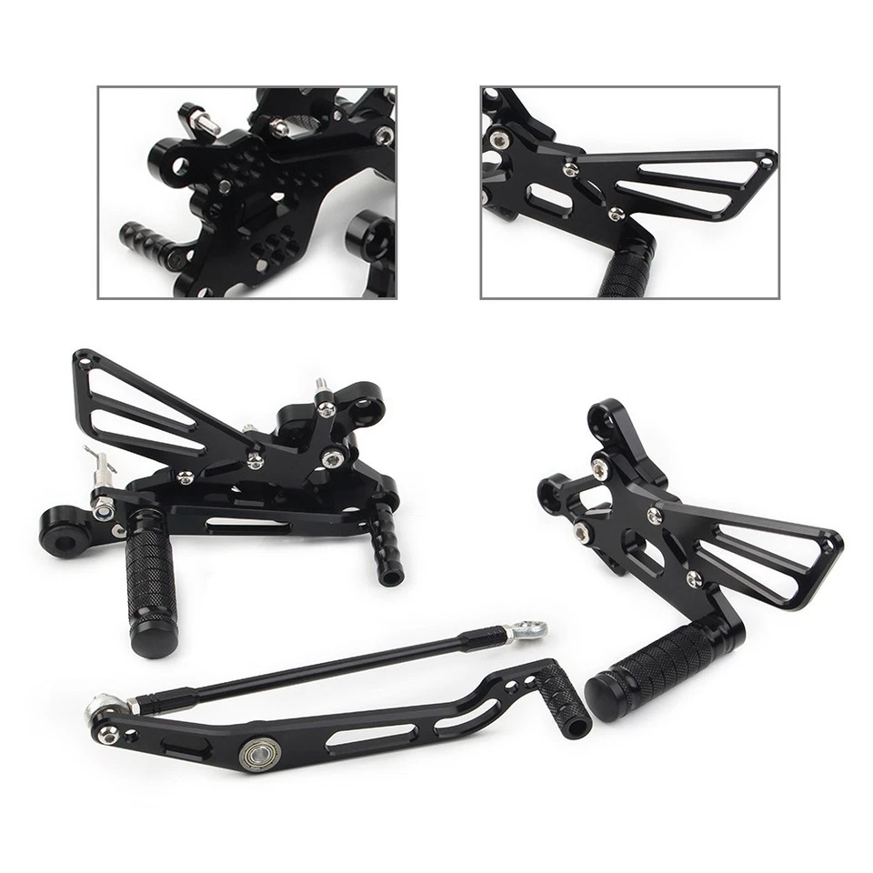 Adjustable Rear Set Rearsets Foot Peg Pedal Fit Yamaha YZF R6 2006-2010 Black Foto 1 de 1