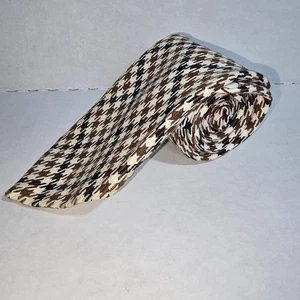 VINTAGE Multi-browns & Cream Colored Checkered Men's Tie - Picture 1 of 7
