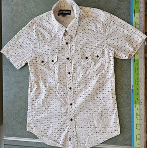 Rock & Roll Cowboy Shirt Mens M Pearl Snap Button Short Sleeve Cotton Western - Picture 1 of 12