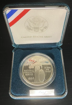 1996 National Community Service Commemorative Proof Silver Dollar - Image 1 of 4