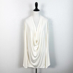 Top holgado manga larga acanalado cuello capucha Free People para mujer en crema talla pequeña - Imagen 1 de 8