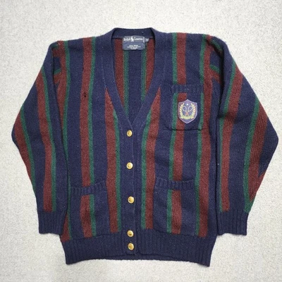 Suéter Vintage 80’s 90’s Ralph Lauren Parche Tenis Rayas Botón Dorado Mediano  Foto 1 de 4
