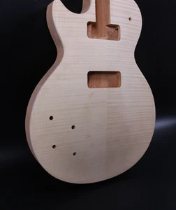 Left Hand Unfinished Electric  Guitar Body Mahogany Flam Maple CAP LP Style P90 - Picture 1 of 5