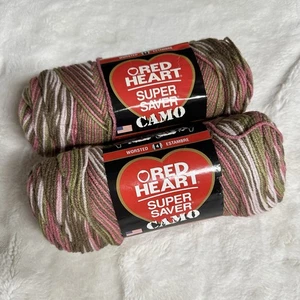 Red Heart Super Spargarn PINK CAMO 0972 Acryl 5 Unzen Knäuel Menge 2 gleiche Farbe - Bild 1 von 5