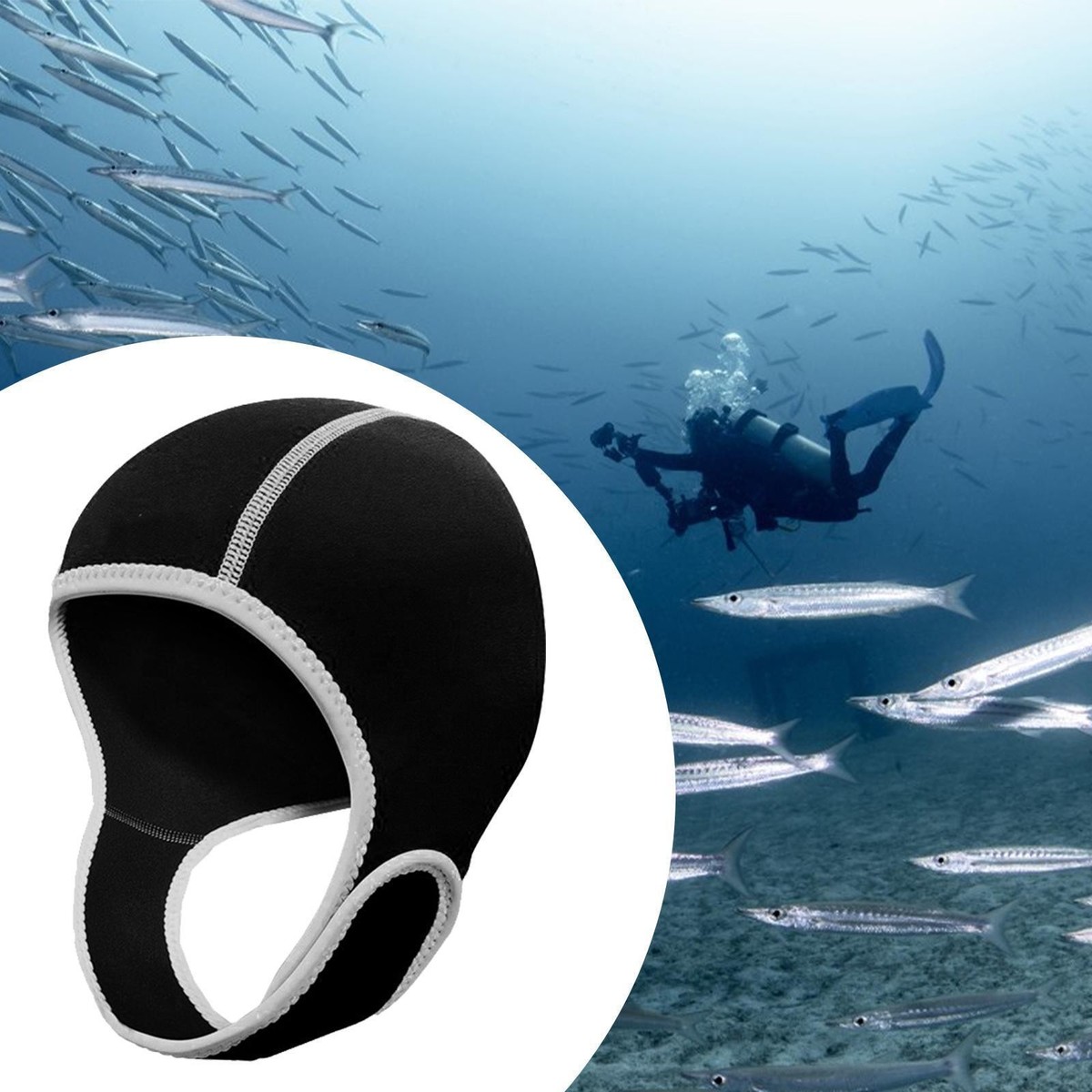 Cappuccio In Neoprene 3mm Per Sub E Surf - Traspirante, Termico, Taglia L, Nero - Foto 10