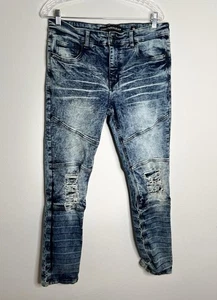 LV Premium Jeans Herren Moto Streetwear Distressed Acid Wash Skinny Jeans Gr. 32 - Bild 1 von 9