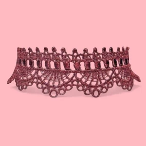 COLLAR DE GARGANTA SIMPLE BANDA DE ENCAJE boho gótico rubor malva cuello rosa escalope T2 - Imagen 1 de 3