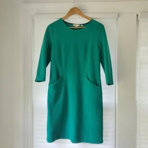 Boden Ottoman Knit Dress Size 8 Green Shift Ribbed Pockets Stretch $180 EUC - Picture 1 of 10