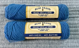 Bear Brand Deluxe Socken- und Sportgarn Schurwolle 2 Knäuel mittelblau - Bild 1 von 5
