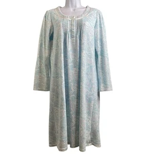 Camisón para mujer Miss Elaine azul floral manga larga talla S suave cómodo descanso - Imagen 1 de 12